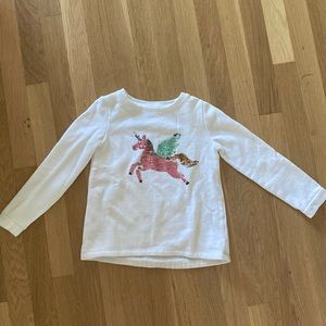 Carter's Kid Girls 6/6X Sweatshirt Pullover Flip Sequins Unicorn White